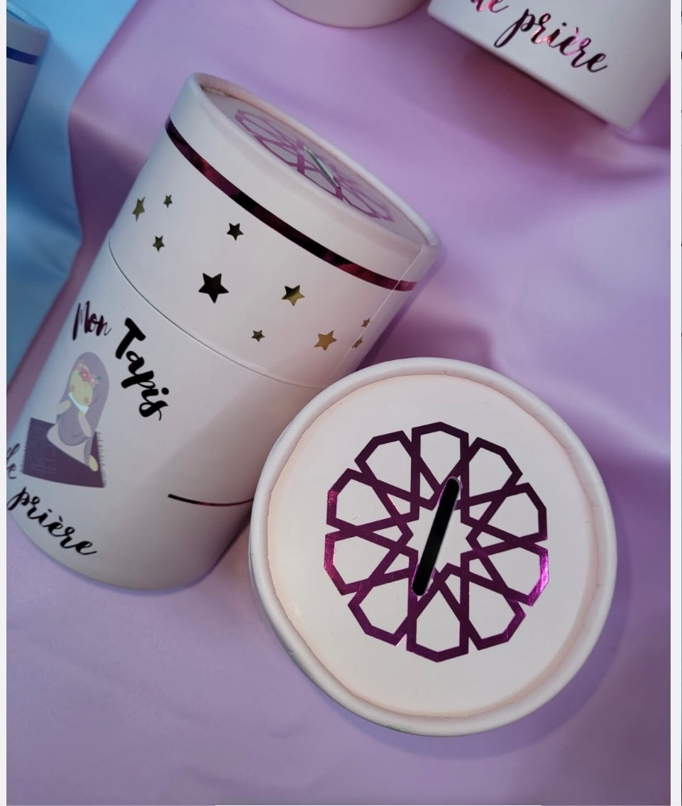 Coffret Tirelire avec tapis - Rose