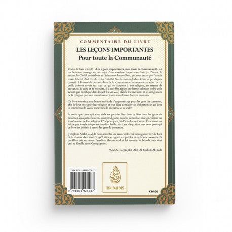 Commentaire Du Livre Les Leçons Importantes Pour Toute La Communauté, D'Ibn Baz, Commenté Par Abd Ar-Razzaq Al-BADR - Ibn Badis