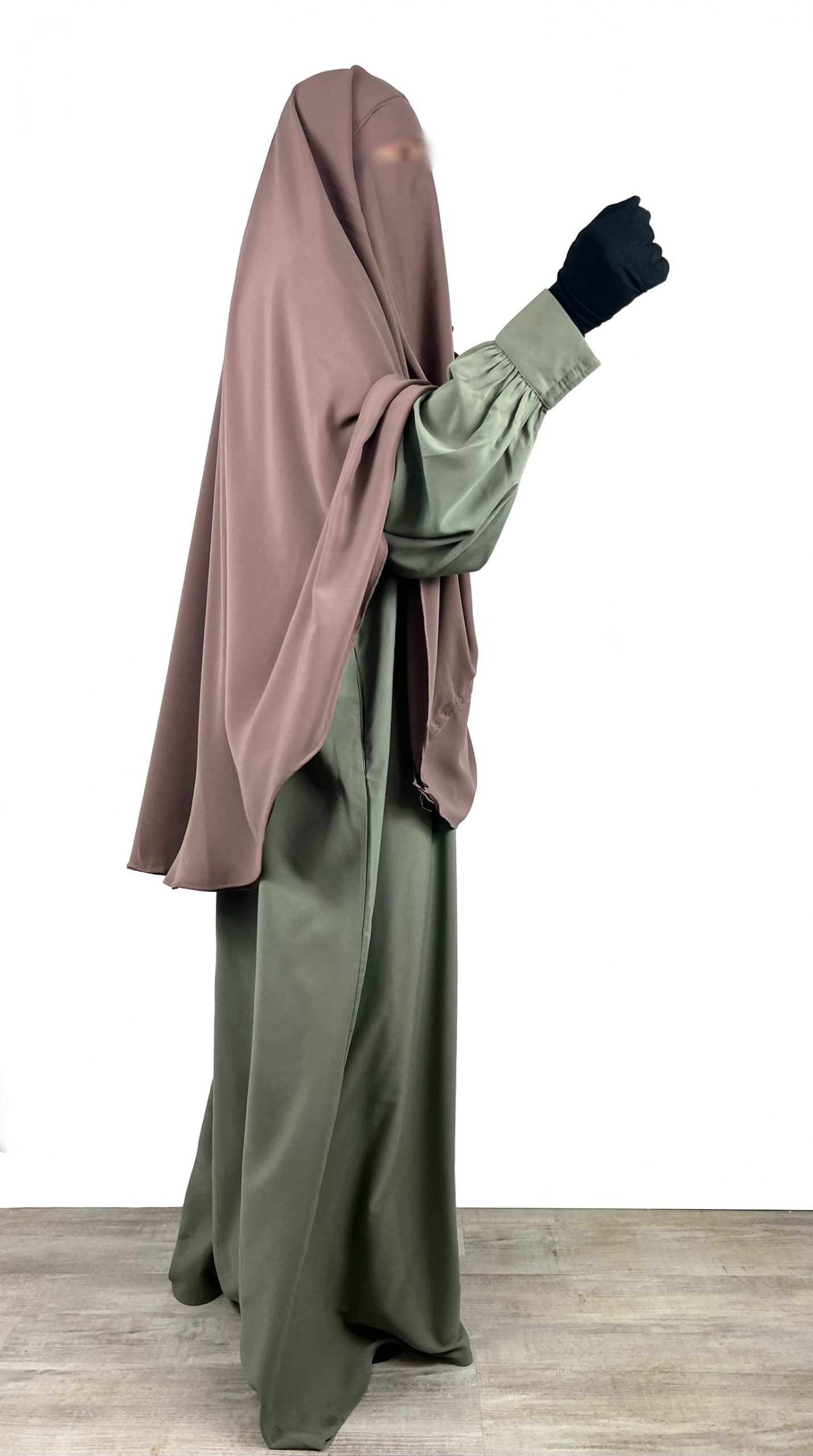 Abaya Manches Bouffantes (Whool Peach) Avec Poches
