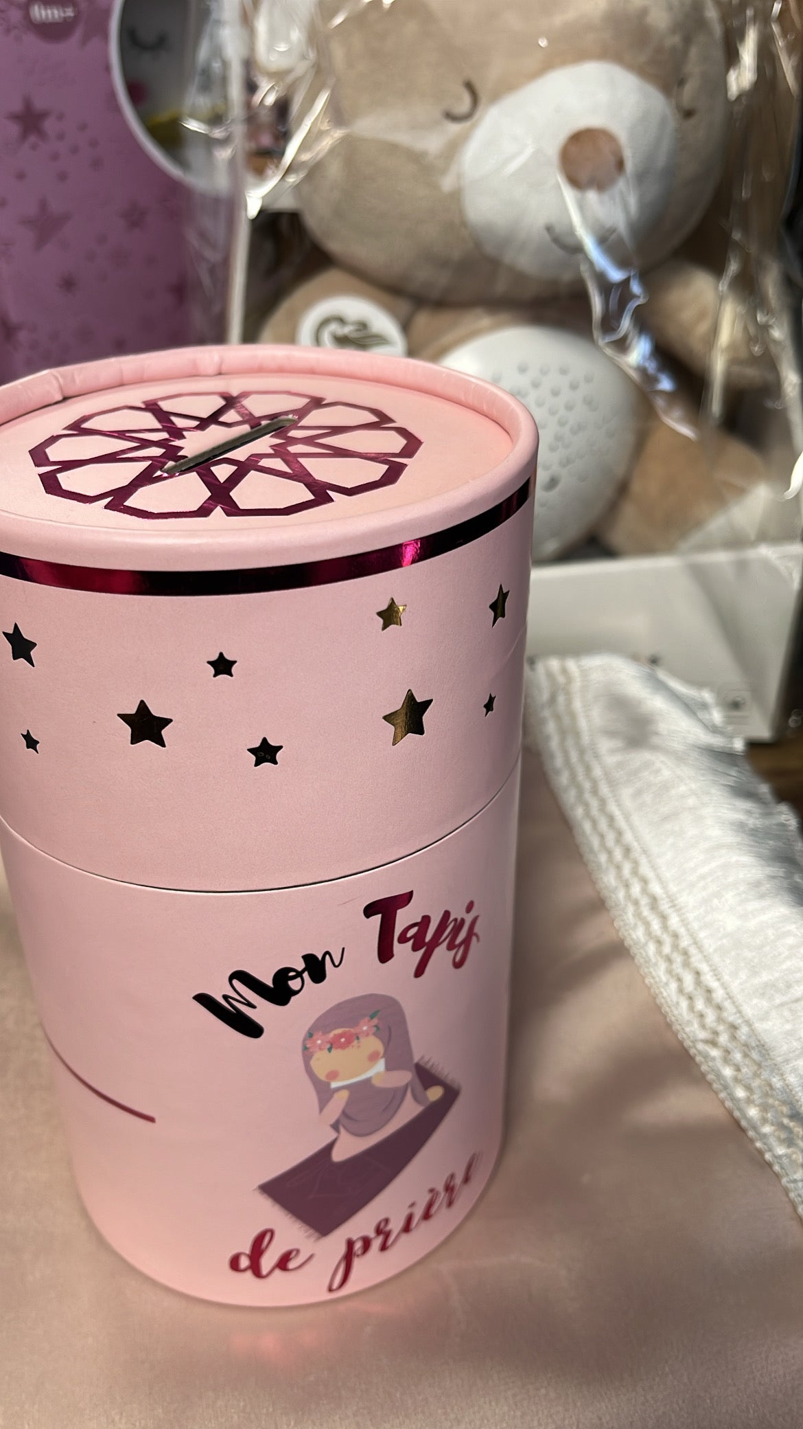 Coffret Tirelire avec tapis - Rose