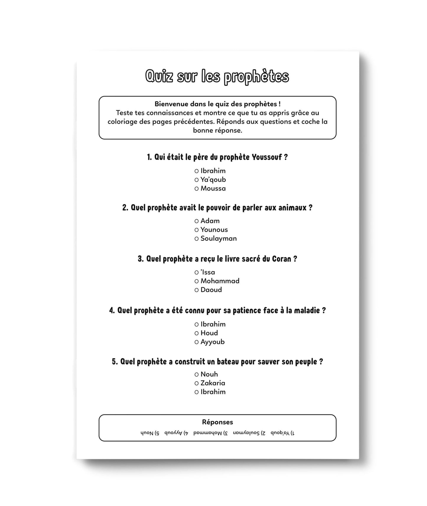 Colorie et Apprends : Les 25 prophètes cités dans le Coran