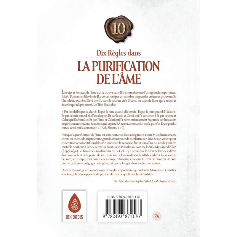 Dix Règles Dans La Purification De L'Âme ( Abd Ar-Razzak Al Badr ) Édition Ibn Badis