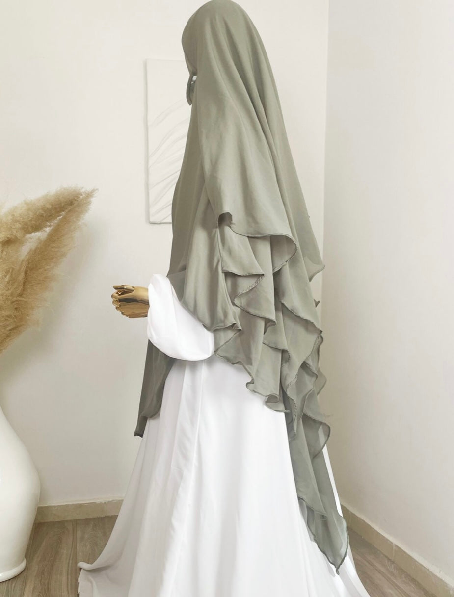 KHIMAR FLOWY 3 voiles Mousseline - DAR AL IMAN