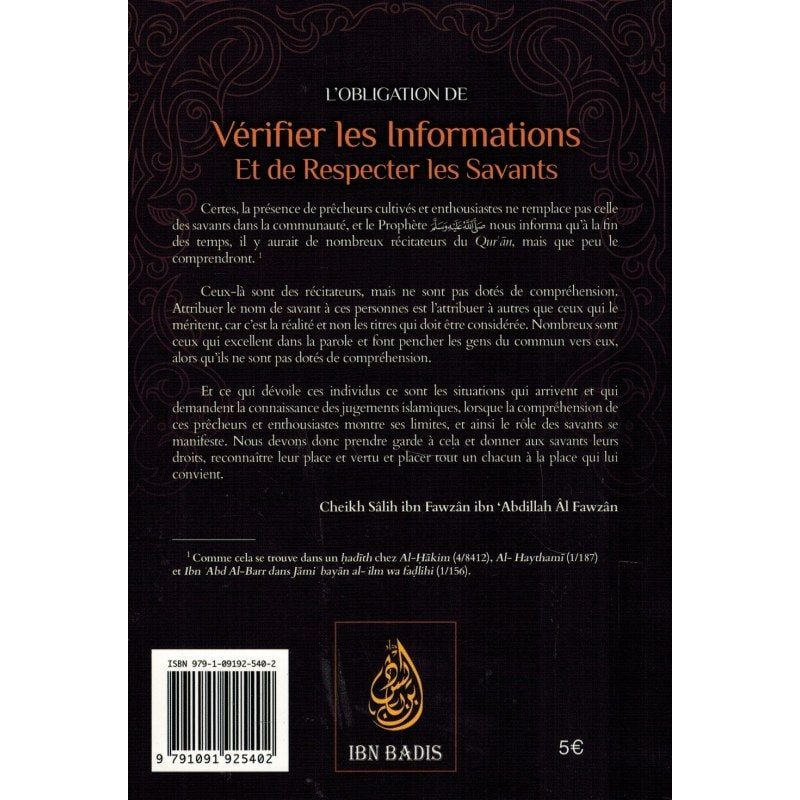 L'obligation de vérifier les Informations et de respecter les Savants - Shaykh Al-Fawzân - Ibn Badis