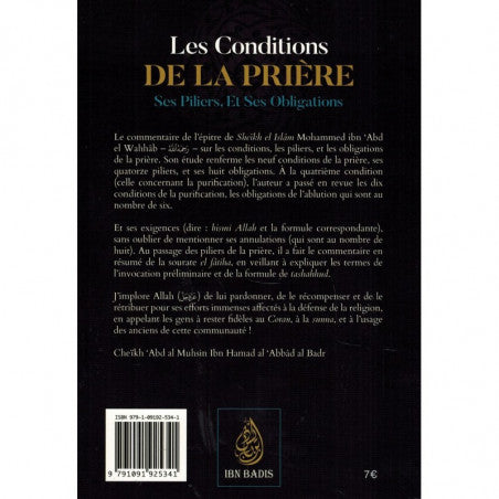Les Conditions De La Prière, Ses Piliers, Et Ses Obligations, De Muhammad Ibn Abd Al-Wahhâb, Commentaire De Al 'Abbâd Al Badr