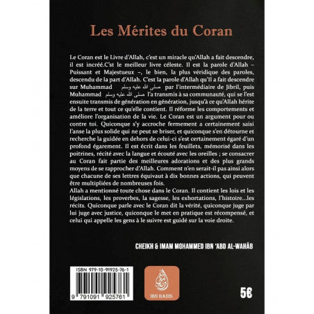 Les Mérites Du Coran, De Mohammed Ibn ‘Abd Al-Wahâb