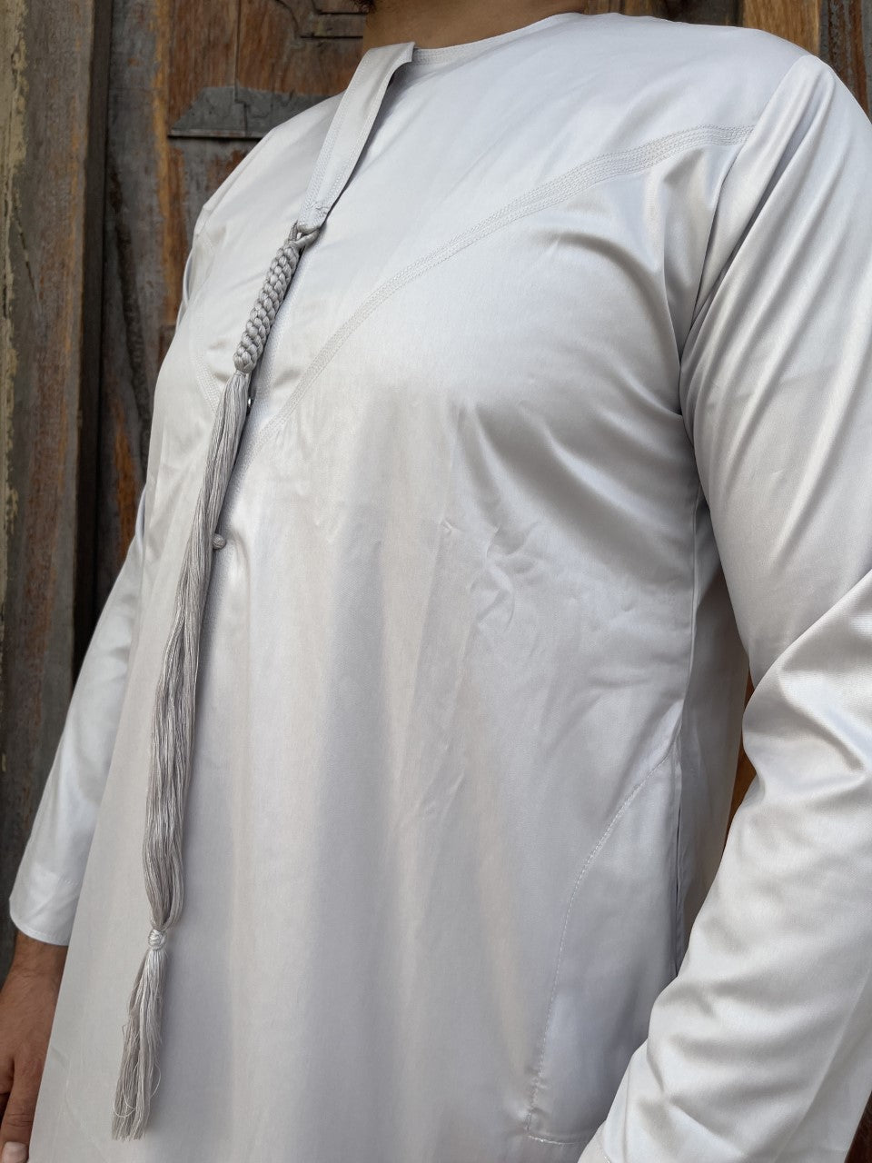 QAMIS EMIRATI - GRIS CLAIR - QUALITÉ SUPÉRIEURE (légèrement satiné)
