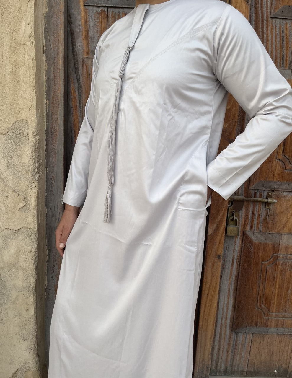 QAMIS EMIRATI - GRIS CLAIR - QUALITÉ SUPÉRIEURE (légèrement satiné)