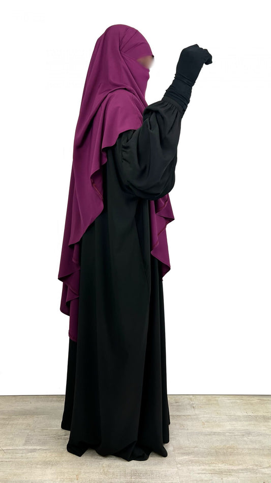 Abaya Manches Bouffantes (Whool Peach) Avec Poches