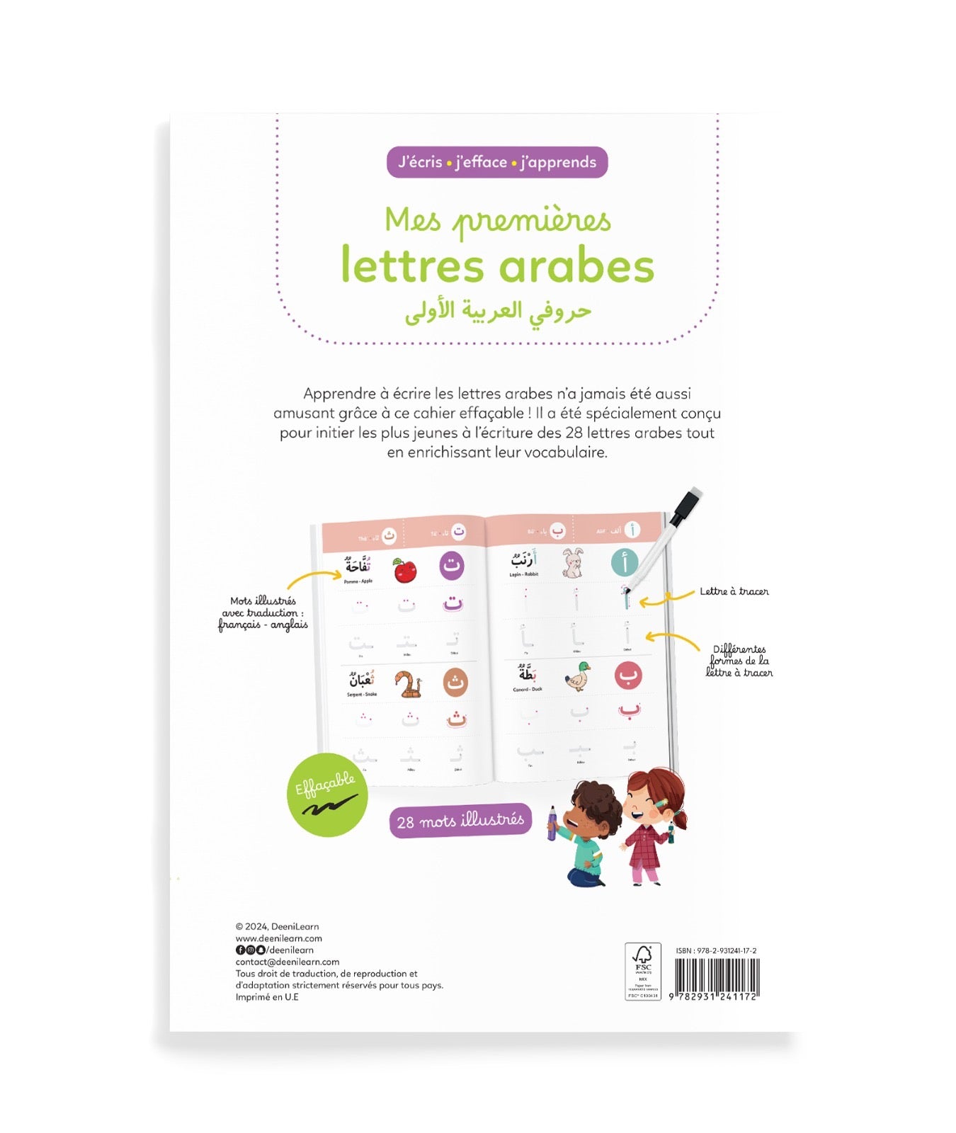 J'écris j'efface j'apprends : Mes premières lettres arabes