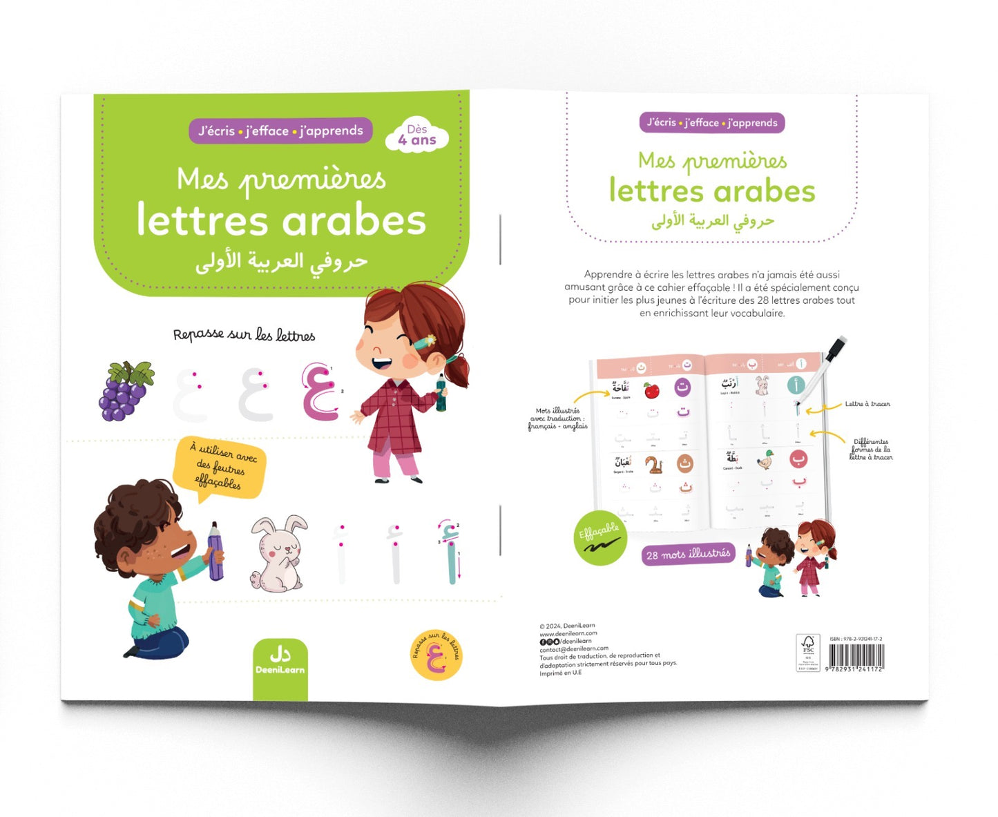 J'écris j'efface j'apprends : Mes premières lettres arabes