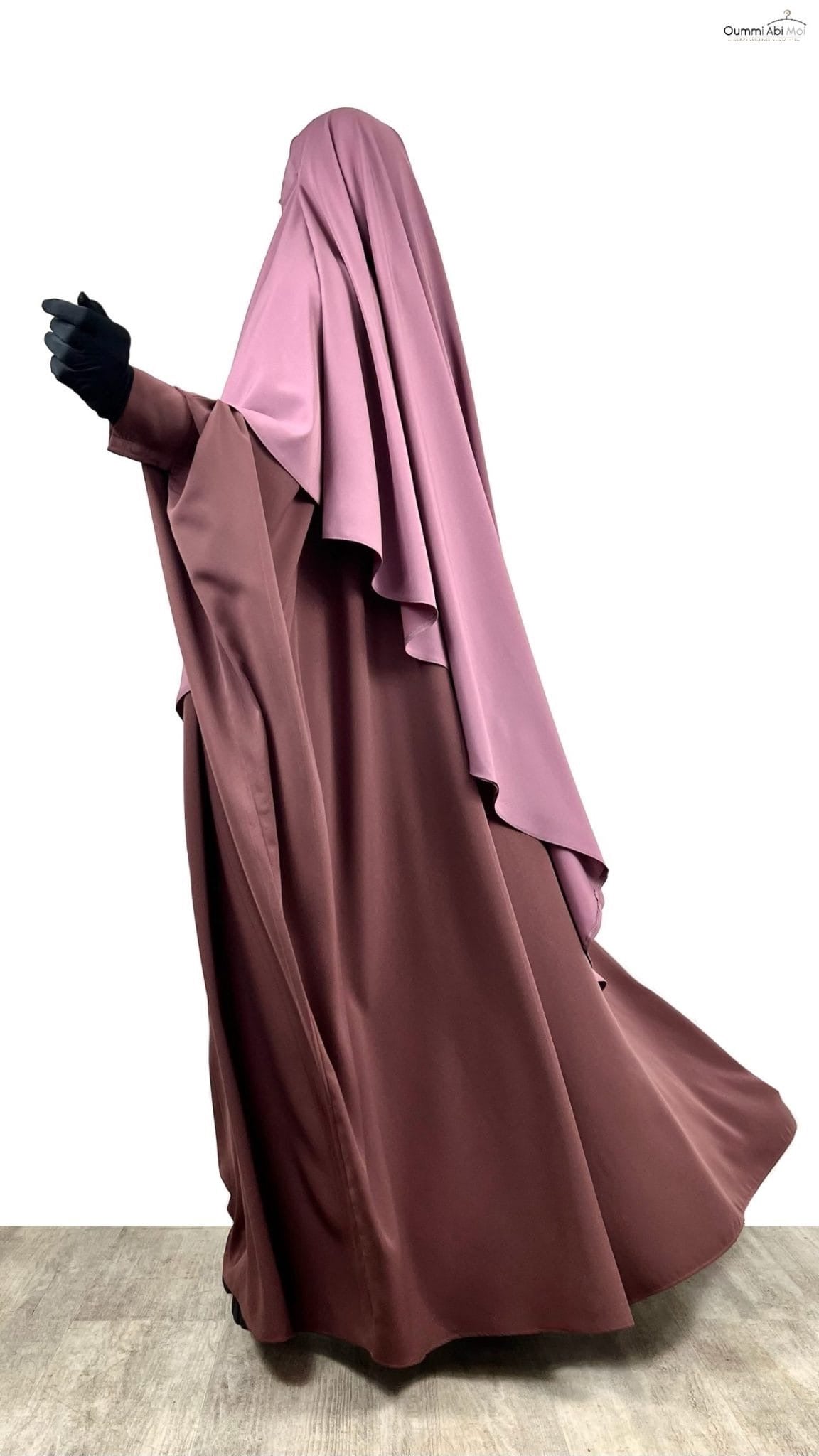 Abaya saoudienne OUMMI ABI MOI Whool peach premium - TAUPE ROSÉ