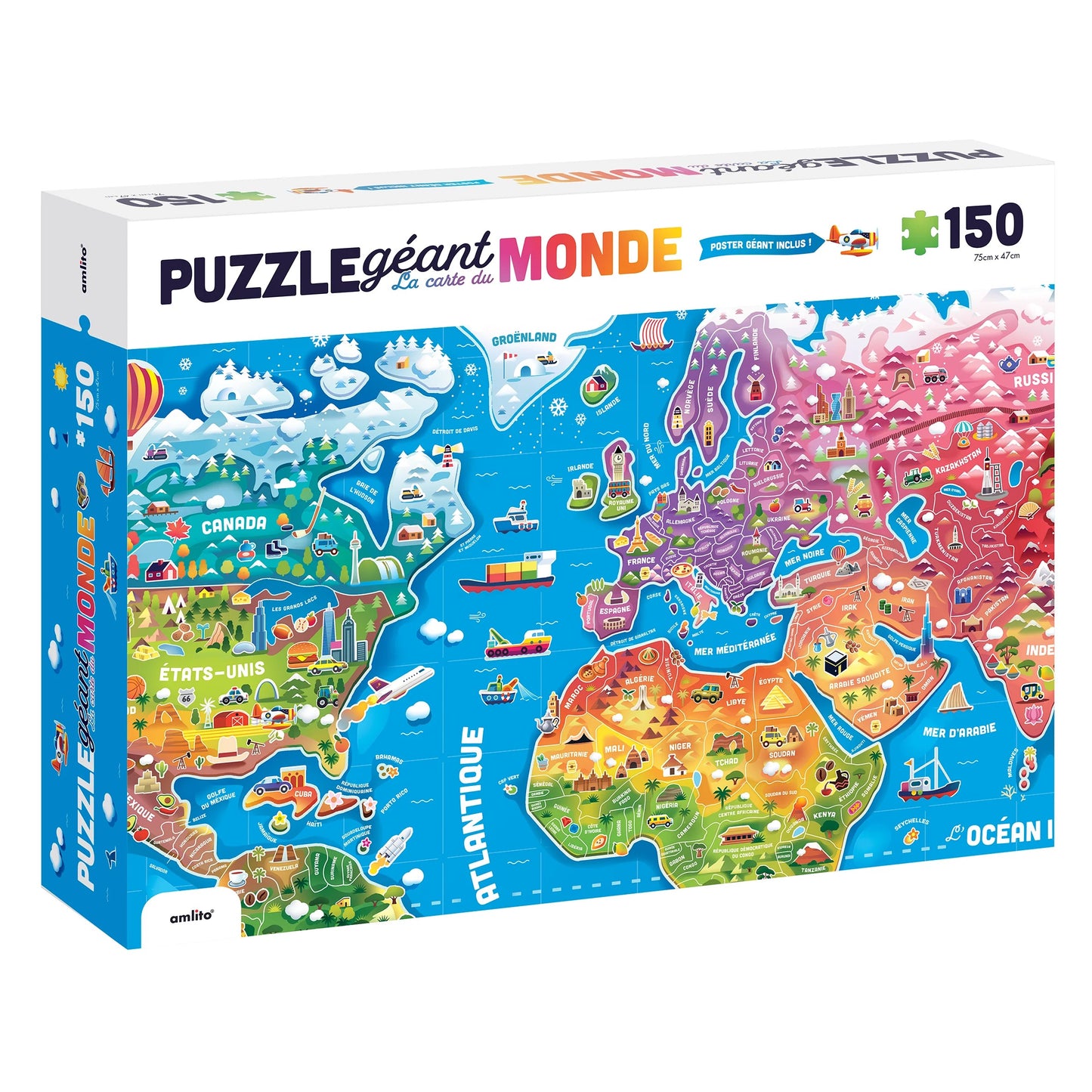 Puzzle éducatif carte du monde enfant