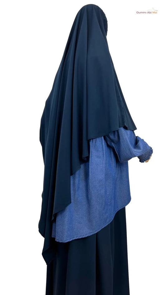 Maxi Khimar Whool Peach - Bleu nuit -  OUMMI ABI MOI