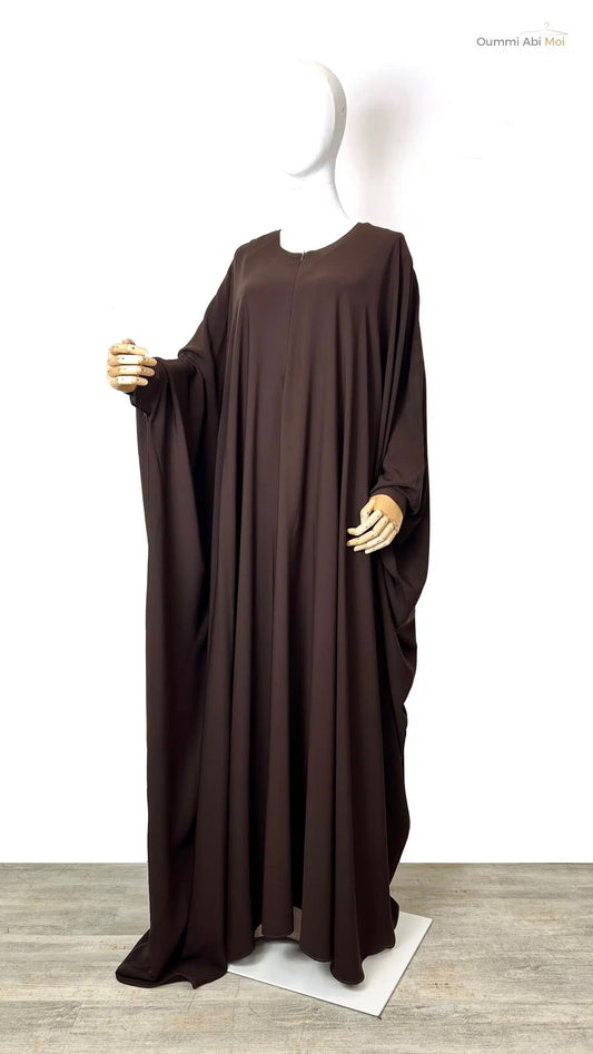 Abaya saoudienne OUMMI ABI MOI Whool peach premium - CHOCOLAT