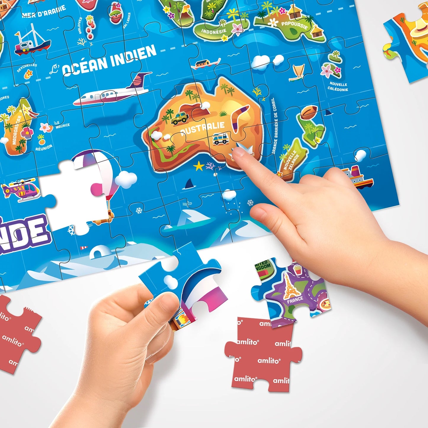 Puzzle éducatif carte du monde enfant