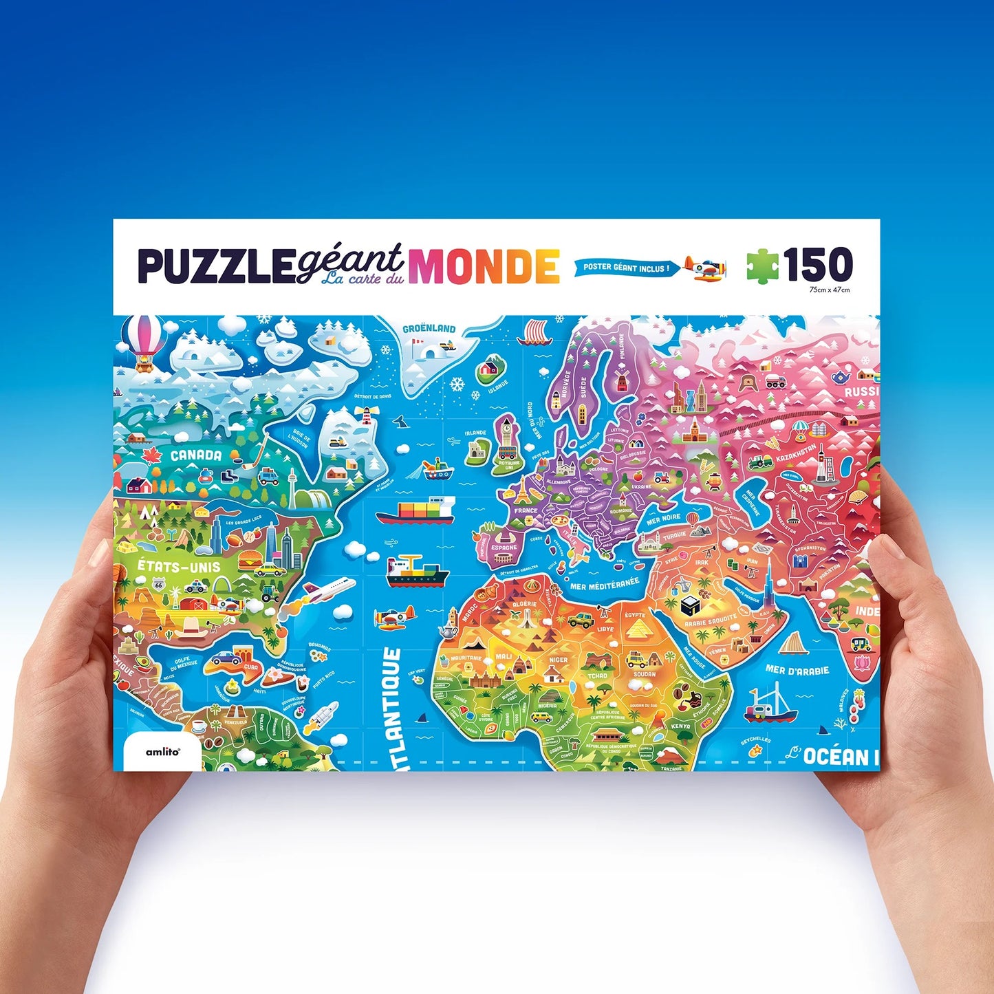 Puzzle éducatif carte du monde enfant