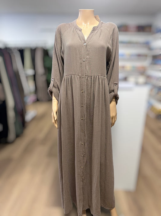 Robe gaz de coton - taupe