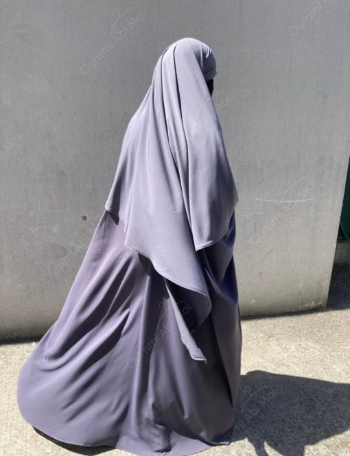 Maxi Khimar Whool Peach - Gris Lila - OUMMI ABI MOI